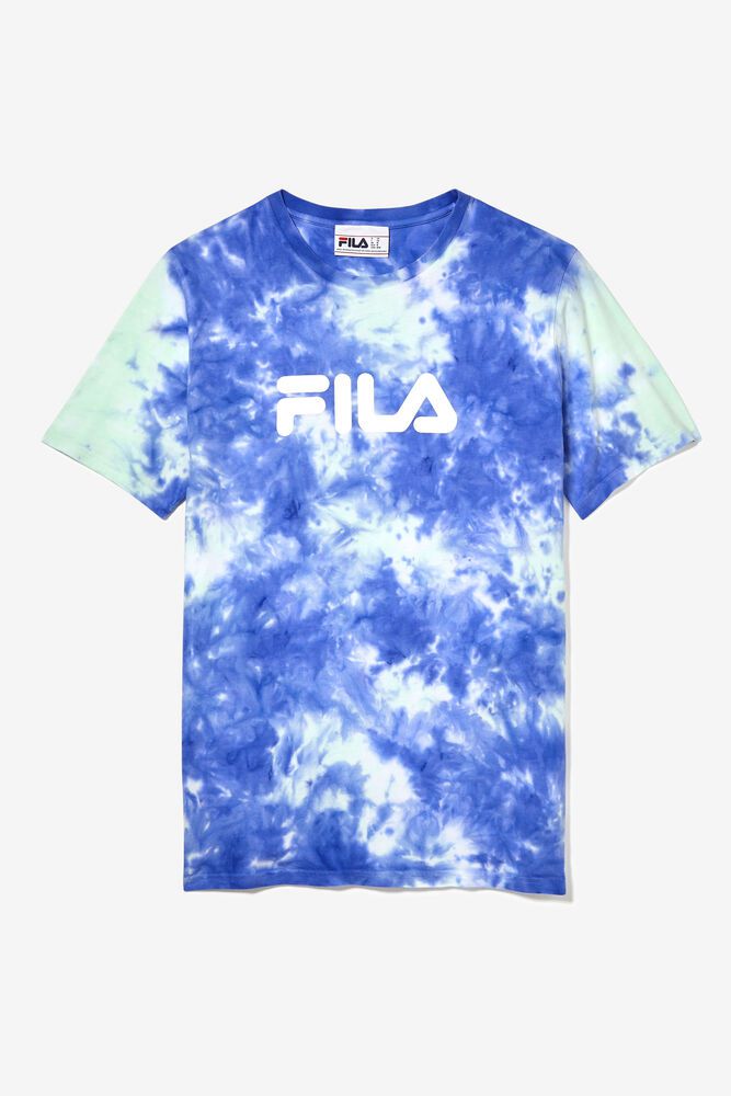 Fila T Skjorte Herre Blå Tie Dye Logo 136049-UAV